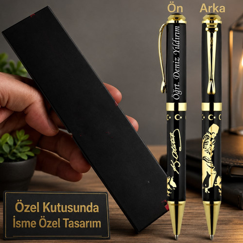 Kişiye Özel Atatürk Temalı Lüks Metal Roller İmza Kalemi – Özel Kutulu