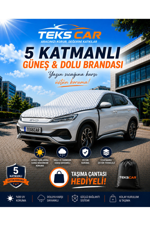 Güneş Koruyucu , 5 Katmanlı , Ultra Sağlam , Isı Yalıtımı , Dolu Koruyucu , Universal Oto Branda ,