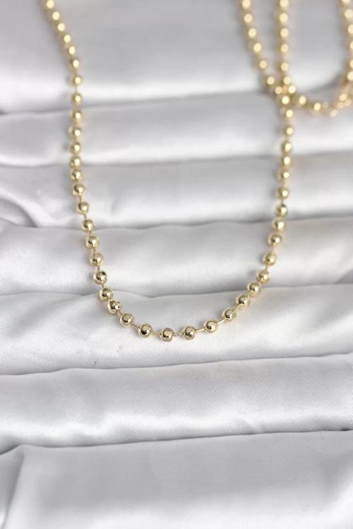 CM 14K Gold Renk Top Zincirli Model 60 cm Kadın Kolye - TJ-BKO10987