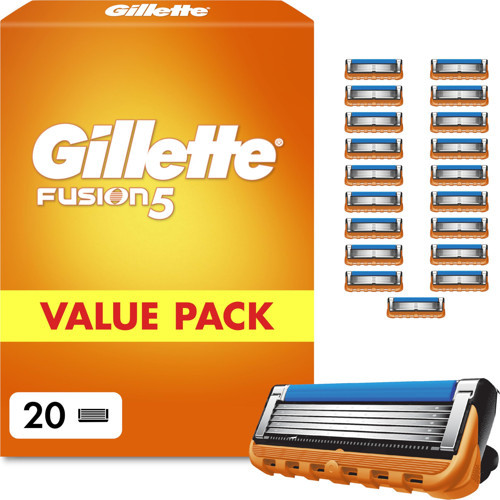 Erkekler İçin Gillette Fusion 5 Bıçak, 20 Tıraş Bıçağı, Turuncu - Islak Tıraş Makineleri İçin, Yumuşak Kayma Ve İnanılmaz Derecede Yakın Ve Rahat Tıraş İçin Daha Büyük Kayganlaştırıcı Şerit