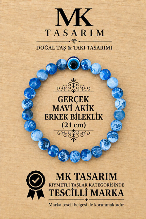 GERÇEK AKİK TAŞI ERKEK BİLEKLİK MK.8000.007 - RAHATLIK-DİNGİNLİK-ENERJİ- STRES BİLEKLİĞİ-RENKLERİ BOYA DEĞİLDİR -KENDİ RENGİDİR