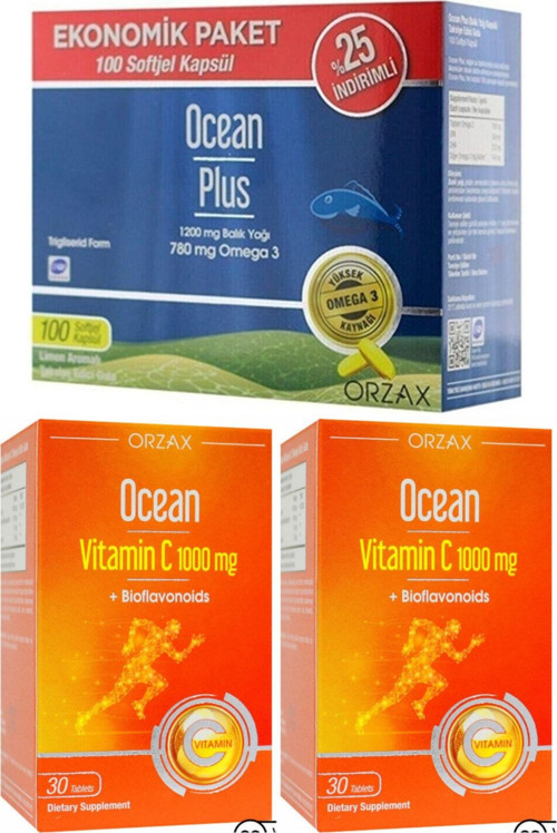 Plus Omega 3 1200 Mg 100 Kapsül + Ocean Vitamin C 1000 Mg 30 Tablet 2 Adet