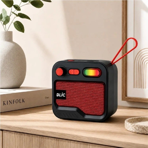 BLS-93 6W Bluetooth Hoparlör RGB LED Işıklı Taşınabilir Kablosuz Speaker USB TF Kart Destekli 1200mAh Siyah