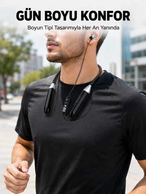 uygun Boyun Tipi Bluetooth Kulaklık Kablosuz Mikrofonlu Uzun Kullanım Süreli Müzik ve Telefon G�