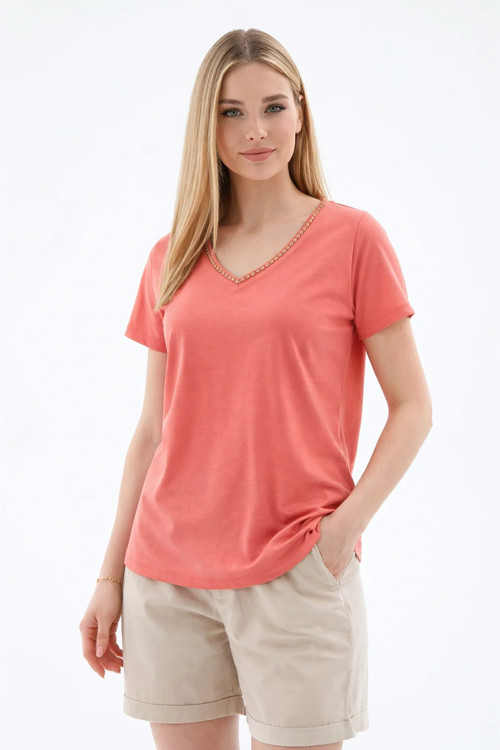V Yaka Kadın T-Shirt 26Y0478K1