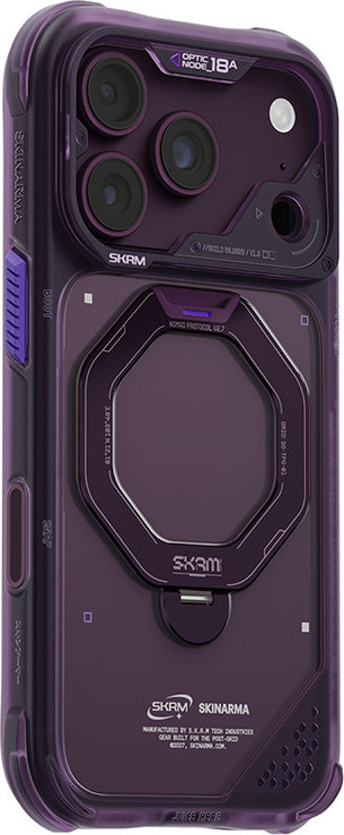 İphone 18 Pro Uyumlu Kılıf M-Safe Şarj Özellikli Standlı Saturn Kapak Bordo