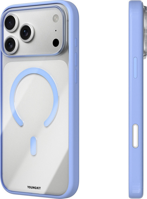 İphone 18 Pro Max Uyumlu Kılıf M-Safe Şarj Özellikli Clear Serisi Kapak Açık Mavi