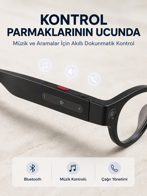 uygun Siyah Kameralı Akıllı Gözlük AI Görüntü Tanıma Bluetooth Müzik Telefon Görüşme Do