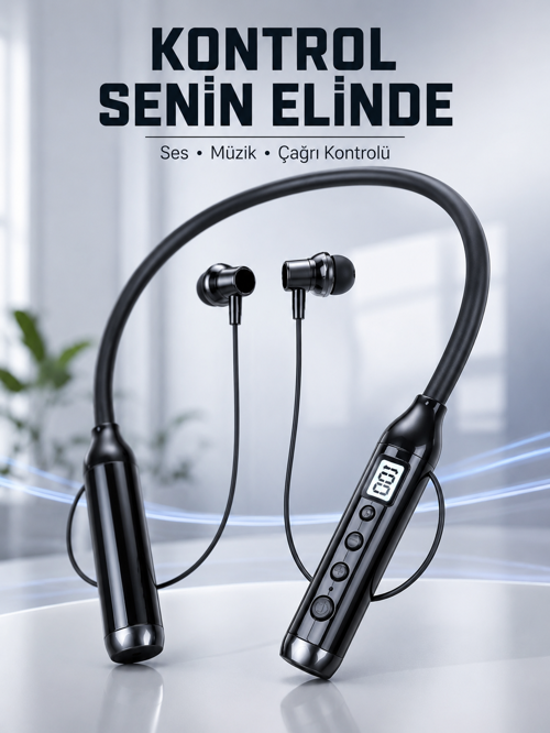 uygun Uzun Kullanım Süreli Bluetooth Kulaklık Boyun Bantlı Mikrofonlu 600 Saat Müzik Süreli Se