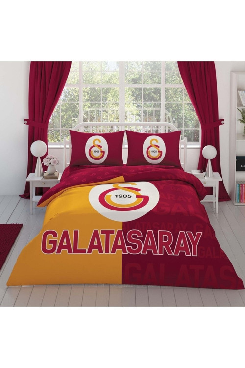 Lisanslı Galatasaray Parçali Logo Çift Kişilik Pamuk Nevresim Takımı