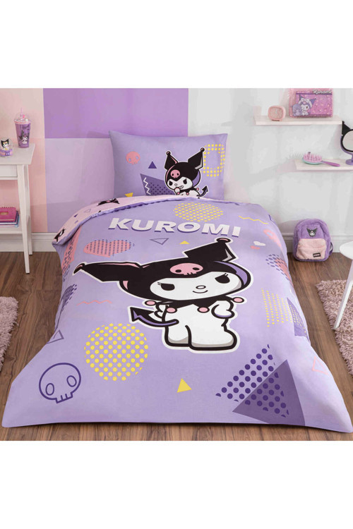 Lisanslı Kuromi Pretty Pamuk Tek Kişilik Nevresim Takımı