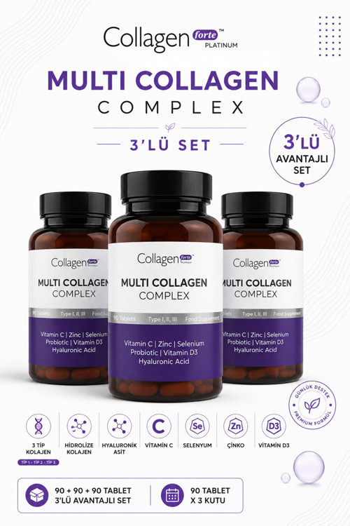 Multi Collagen Complex 3 X 90 Tablet, Probiyotik & Multivitamin Avantajlı Set