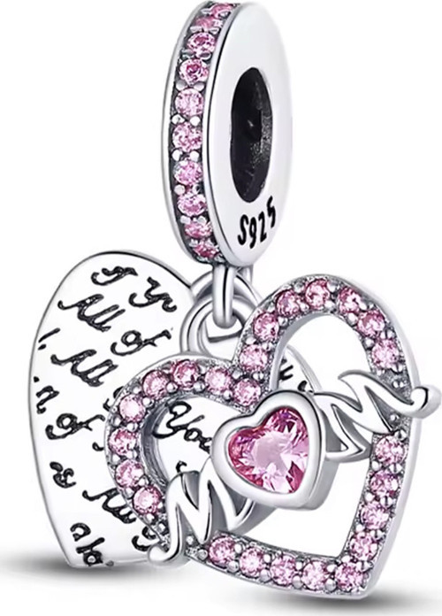 Mom ve Kalp Sallantılı 925 Ayar Gümüş Charm
