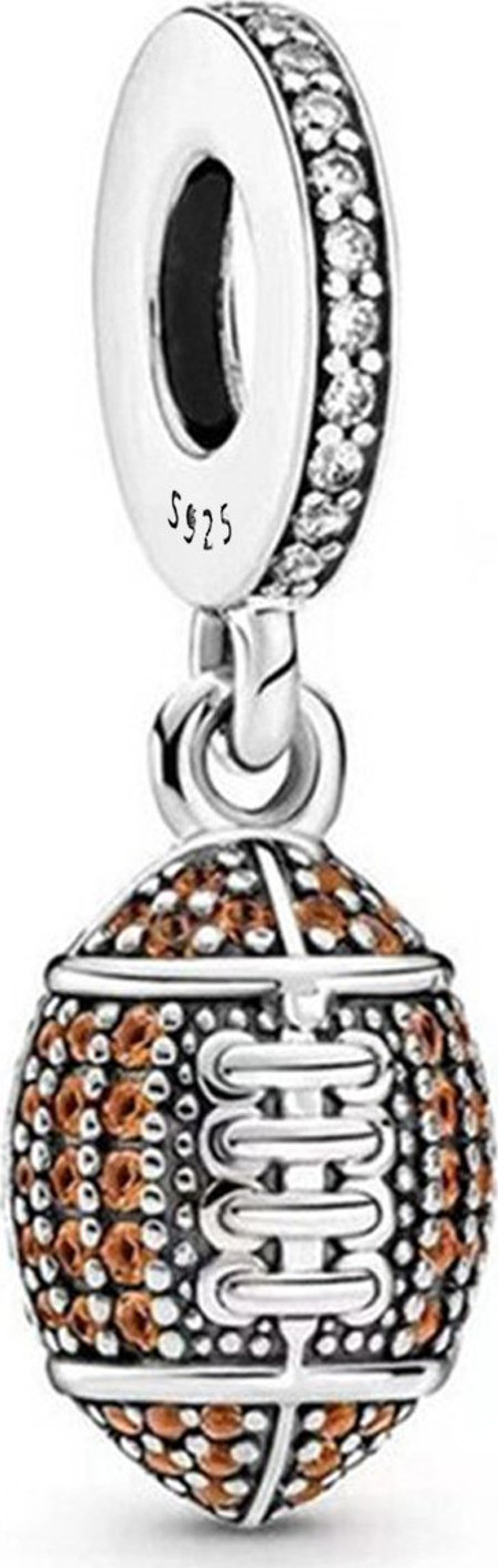 Taşlı Rugby Topu Sallantılı 925 Ayar Gümüş Charm