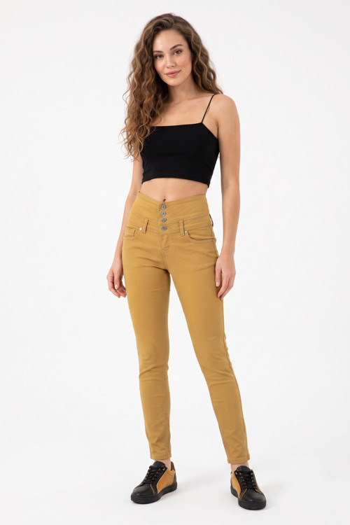 Kadın Yüksek Bel Kanvas Pantolon 01575 BGL-ST05670