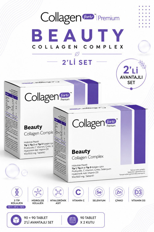 Beauty Collagen 2 × 90 Tablet, Probiyotik & Multivitamin Avantajlı Set