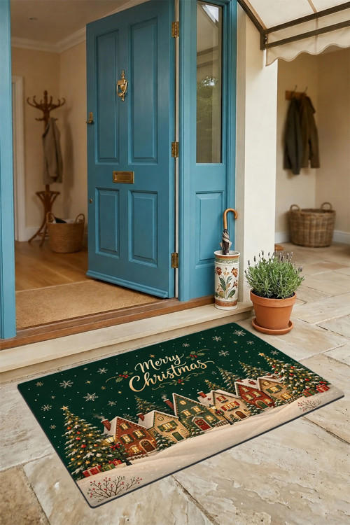 Kapı Önü Paspası 45x70cm Kaymaz iç Dış Mekan Yeni Yıl Ürünleri Noel Süsleri Noel Köyü