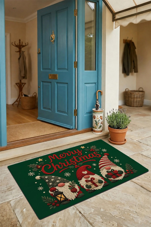 Kapı Önü Paspası 45x70cm iç Dış Mekan Yeni Yıl Ürünleri Noel Süsleri Yılbaşı Cüceleri
