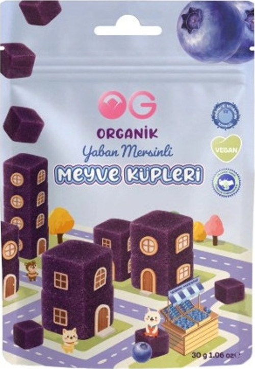 Organik Yaban Mersinli Meyve Küpleri 30gr