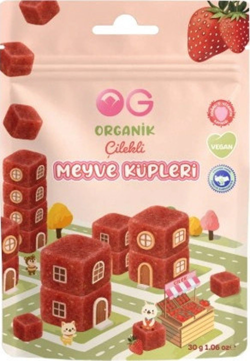 Organik Çilekli Meyve Küpleri 30gr