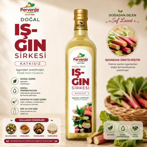 Doğal Fermantasyon Işgın Sirkesi 500 ml - Katkısız & Geleneksel Cam Şişe