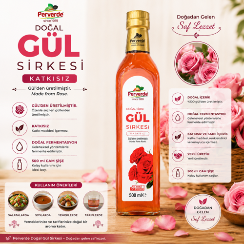 Doğal Gül Sirkesi 500 ml – Katkısız