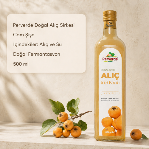 Doğal Fermantasyon Alıç Sirkesi 500 ml - Katkısız & Geleneksel Cam Şişe