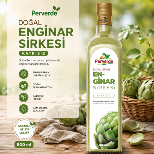 Doğal Fermantasyon Enginar Sirkesi 500 ml - Katkısız & Geleneksel Cam Şişe