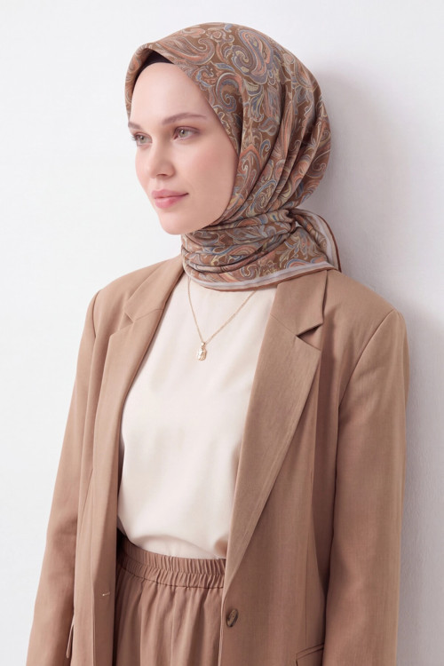 Soft Eşarp Paisley Sütlü Kahve
