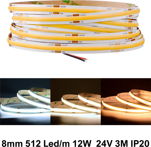 6500K BEYAZ 512 LED 24V 12W İÇ MEKAN COB ŞERİT LED