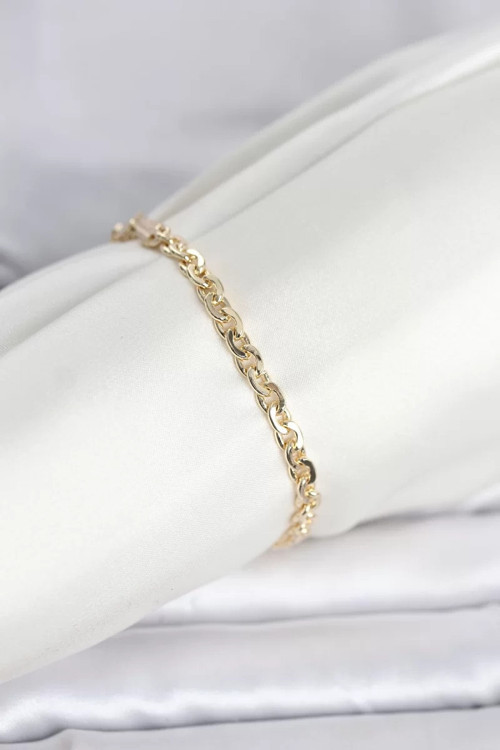 CM 14K Gold Renk Zincir Model Kadın Bileklik - TJ-BB8289