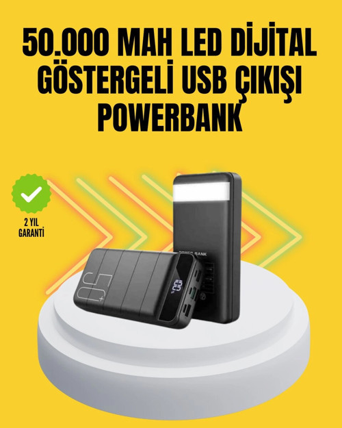 Profesyonel 50.000 mAh Powerbank – Aynı Anda Birden Fazla Cihaz Şarj Eden Dayanıklı ve Güvenli Taşın