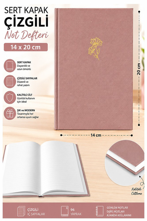 Kaliteli Not Defteri A5 14x20cm 1 Adet Lizz Esp180c Çizgili Lastili Sert Kapak 168 Yaprak Ciltli Büro Ofis Okul