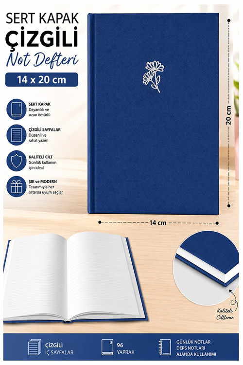 Kaliteli Not Defteri A5 14x20cm 1 Adet Lizz Esp180c Çizgili Lastili Sert Kapak 168 Yaprak Ciltli Büro Ofis Okul