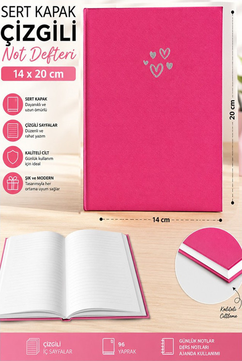 Kaliteli Not Defteri A5 14x20cm 1 Adet Lizz Esp180c Çizgili Lastili Sert Kapak 168 Yaprak Ciltli Büro Ofis Okul