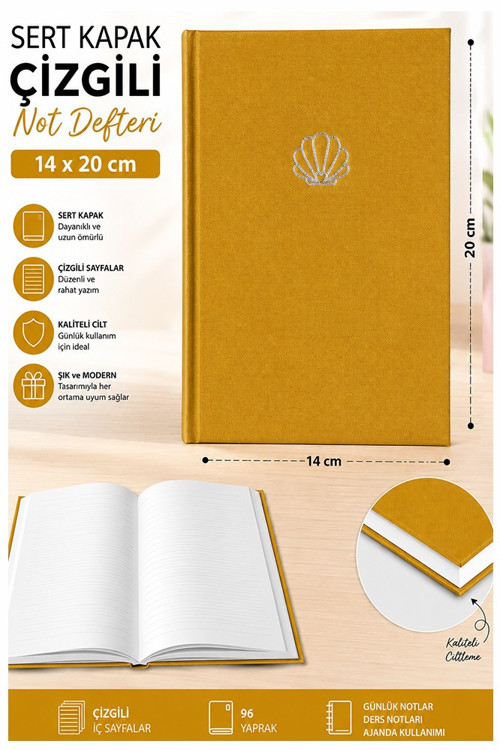 Kaliteli Not Defteri A5 14x20cm 1 Adet Lizz Esp180c Çizgili Lastili Sert Kapak 168 Yaprak Ciltli Büro Ofis Okul