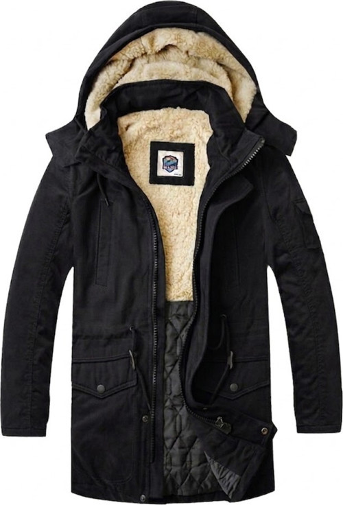 Regular Fit Çıkarılabilir Kapüşonlu saf pamuk gabardin kumaş Uzun Parka Kaban