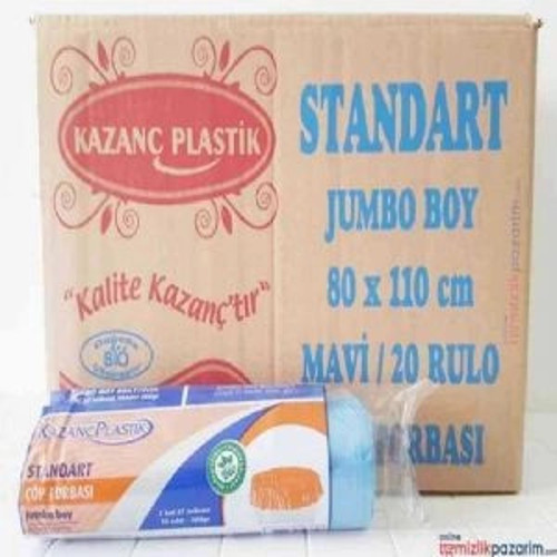 80x110 Eko Standart .Jumbo Mavi Çöp Torbası 20 Rulo 220 GR 28 Micron