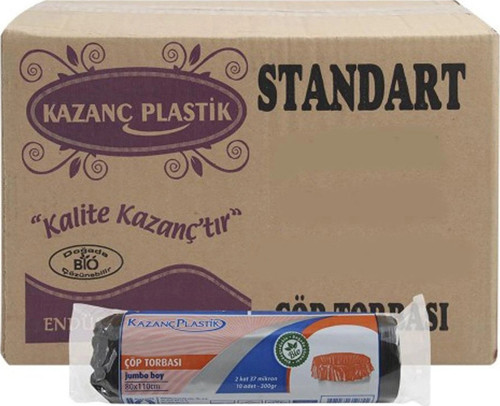 80x110 Eko Standart Jumbo Siyah Çöp Torbası 20 Rulo 220 Gr 28 Micron