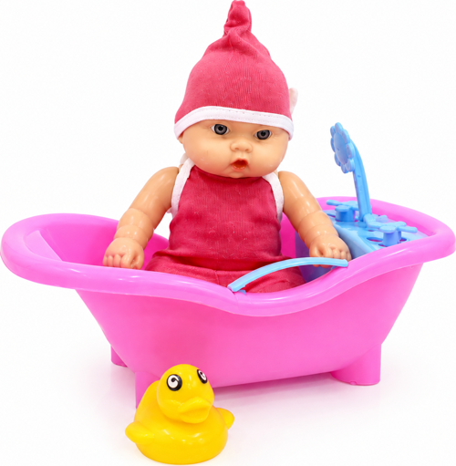 🛁 Bebekli Pembe Küvet Banyo Seti – Ördekli