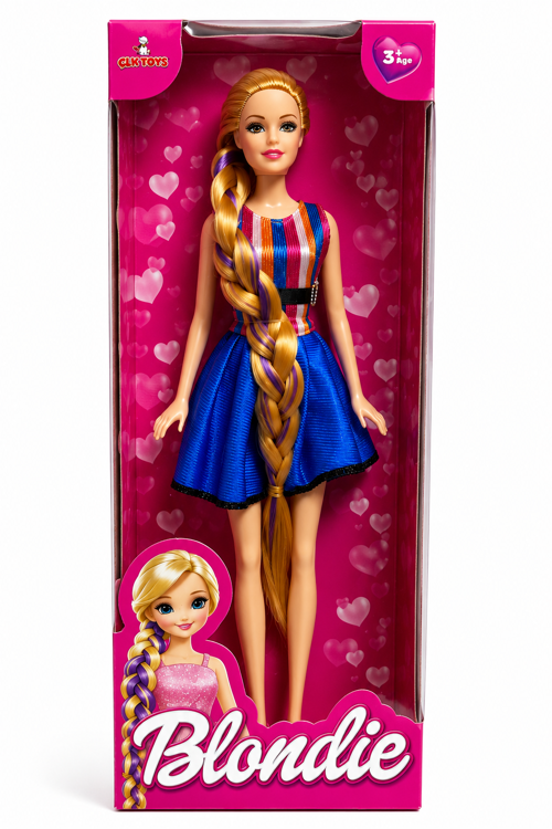 Blondie Uzun Saçlı Oyuncak Bebek – 3+ Yaş