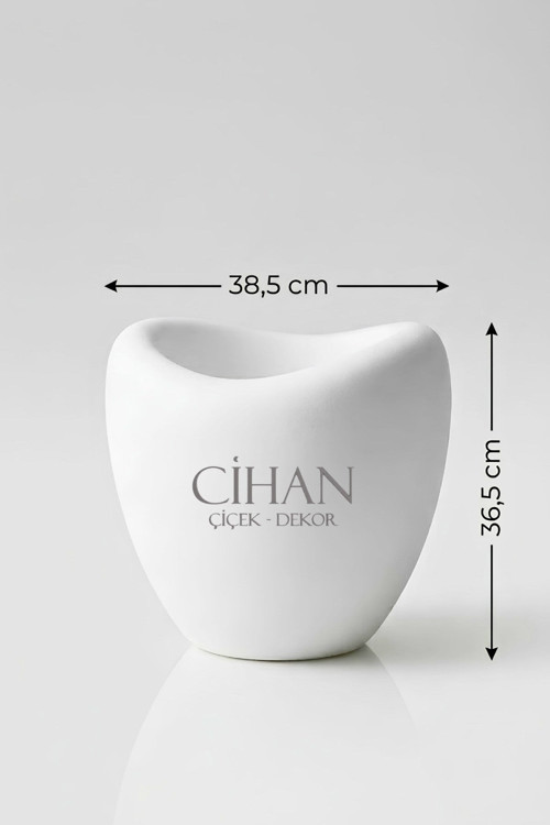 Lüks Lale Tasarım Beyaz Plastik Saksı 25L – 38.5x36.5 cm UV Korumalı