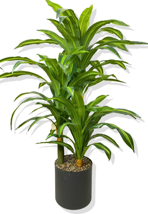 DRACAENA FRAGRANS 3 GÖVDE YAPAY AĞAÇ 160 CM SİYAH 30X30 GALVANİZ SAKSI