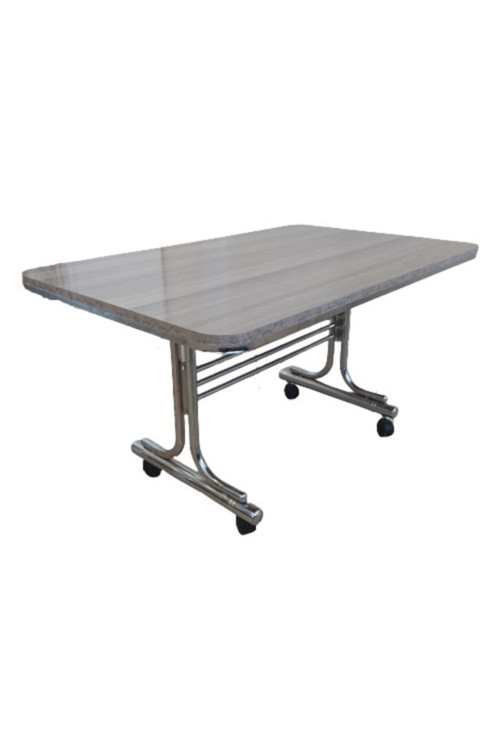 Cordoba 60X100 Krom Nikel Kaplamalı Tekerlekli Orta Sehpa Metal Masa