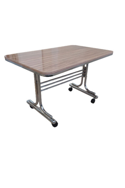 Belly Kahverengi 70X110 Krom Nikel Kaplamalı Tekerlekli Orta Sehpa Metal Tekerlekli Masa