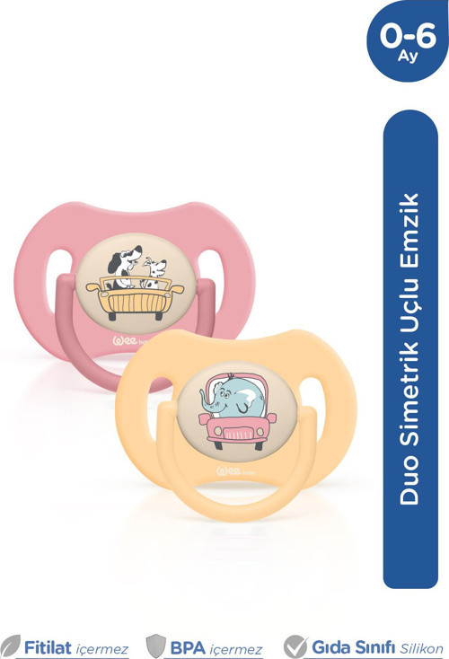 Duo Simetrik Uçlu Emzik 0-6 Ay No:1 (Pembe -Sarı)