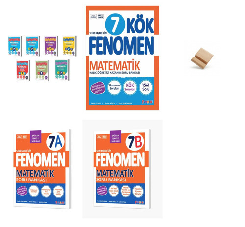 Fenomen 7. Sınıf Maarif Fasikül Kök 7A ve 7B Matematik 4lü Set Soru Bankası + Telefon Standı