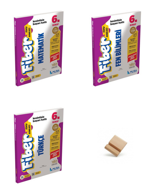 Muba 6. Sınıf Maarif Fiber Matematik Fen ve Türkçe 3lü Set Soru Bankası + Telefon Standı