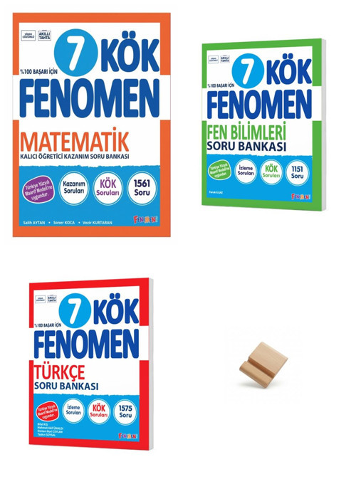 Fenomen 7. Sınıf Maarif Kök Matematik Fen Bilimleri ve Türkçe 3lü Set Soru Bankası + Telefon Standı