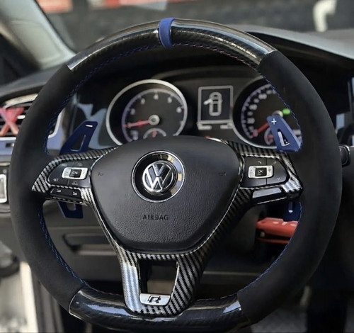Golf 7 Jetta Passat Tiguan Polo F1 Araca Özel Dikmeli Direksiyon Kılıfı 5D KRİSTAL ALCANTRA YÜZÜKLÜ
